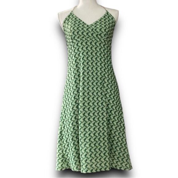 Ann Taylor Loft Green & Cream Zig Zag Design Summer Dress - Picture 10 of 10